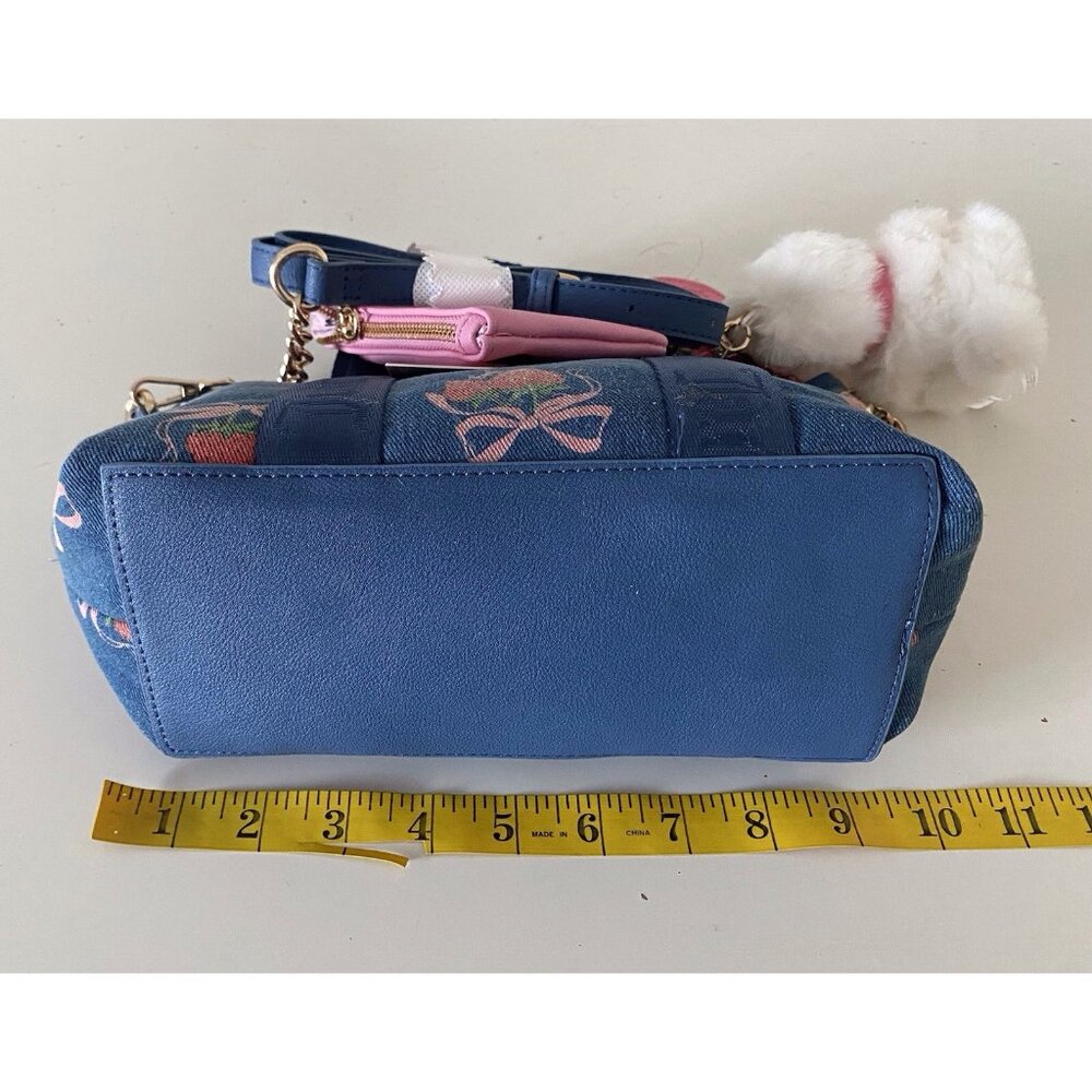 Juicy Couture Strawberry Festival Mini Tote Bag Denim Multi W/Coin Purse & Charm - Picture 12 of 14